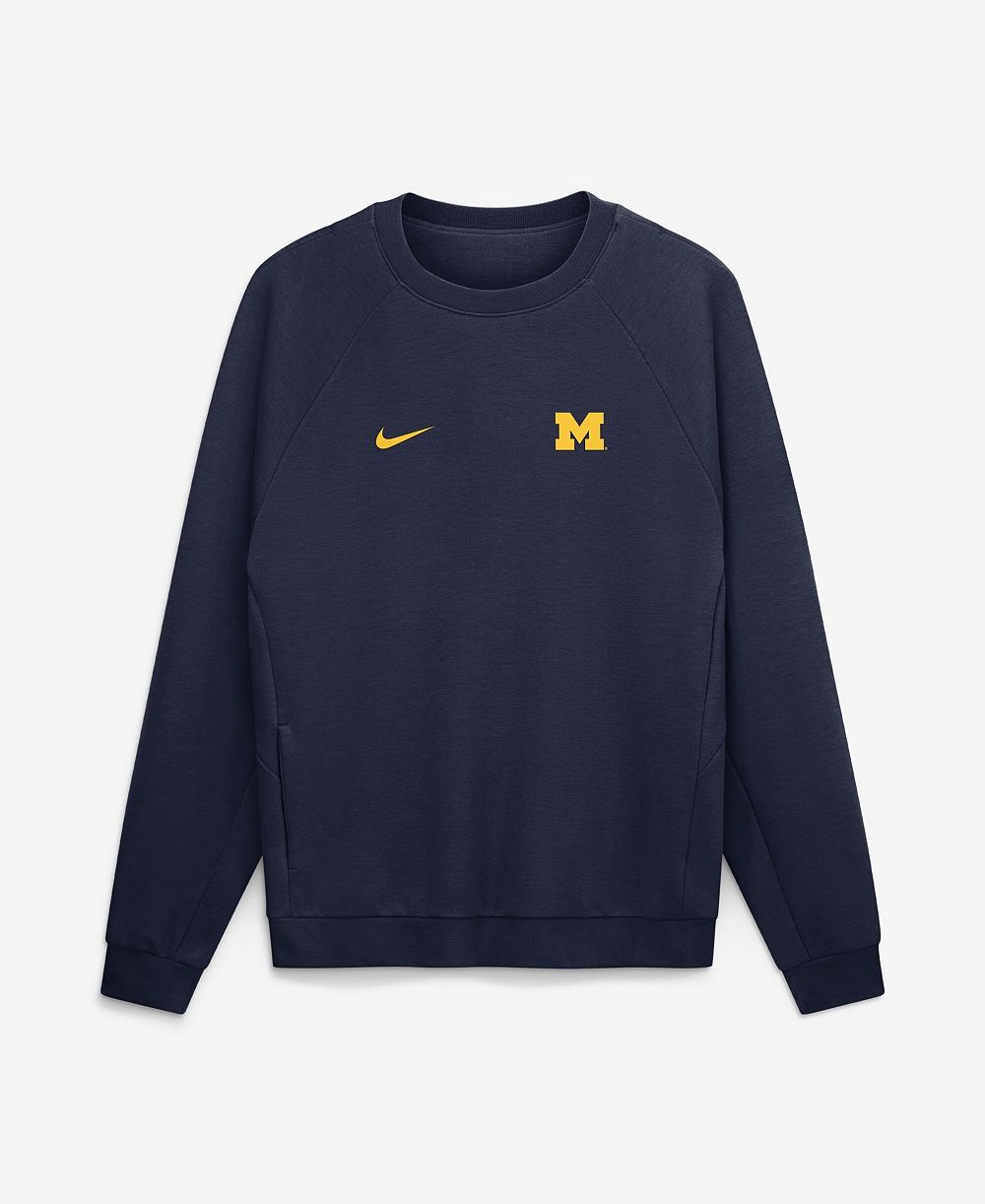 Nike Мужская темно-синяя толстовка Michigan Wolverines Premium Performance Raglan Dri-FIT