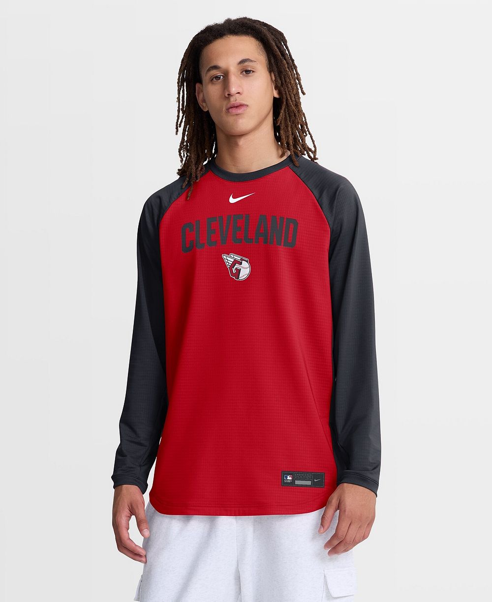 Nike Men's Red Cleveland Guardians Authentic Collection Raglan Dri-FIT Sweatshirt