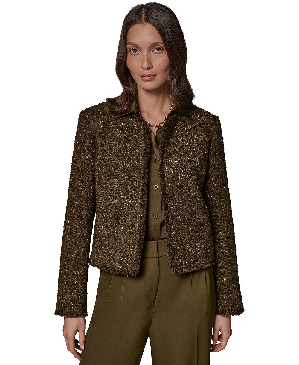 Donna Karan New York Petite Open-Front Fring Jacket