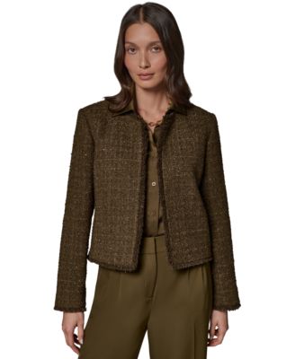 Donna Karan New York Petite Open-Front Fring Jacket