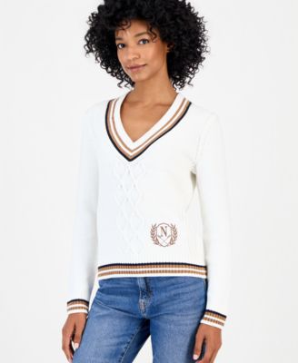 Женский свитер Nautica V-Neck Varsity Tipped
