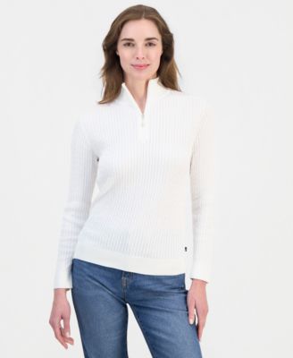 Nautica Women's Cable-Knit Half-Zip Mock-Neck Sweater