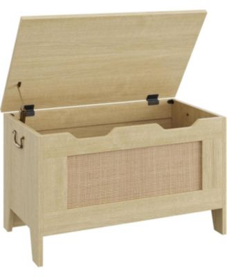 Сундук для хранения homfan 30" с безопасной петлей и откидной крышкой, светлый дуб