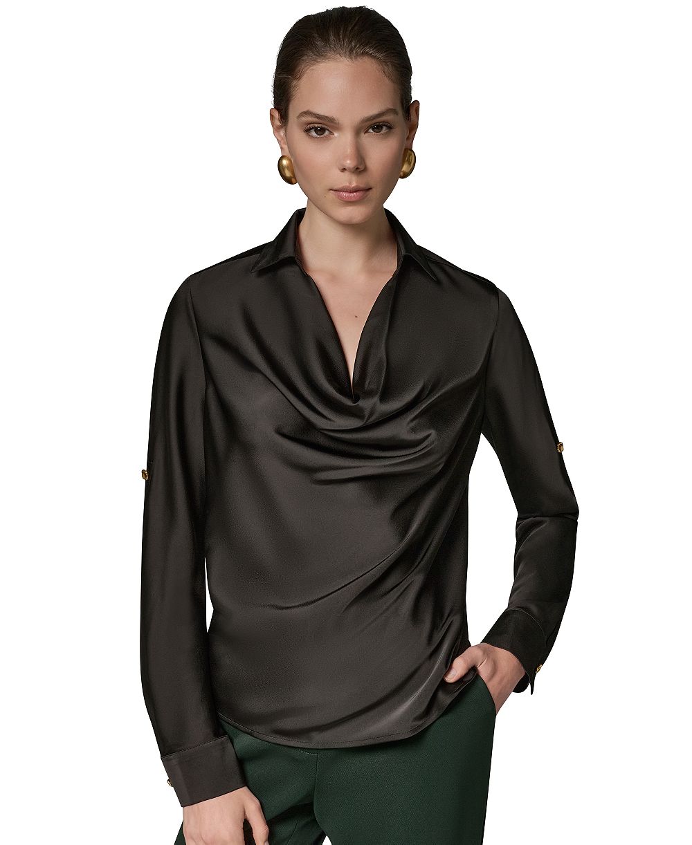 Детский топ Petite из атласа и крепа с длинным рукавом от Donna Karan New York