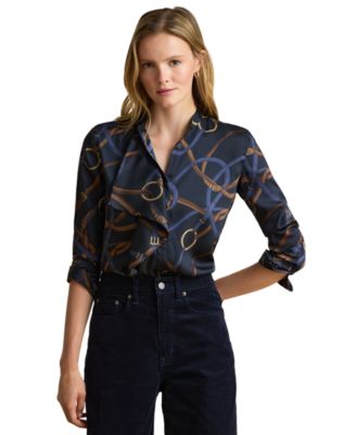 Lauren Ralph Lauren женская рубашка Petite с принтом Belting-Print, воланы