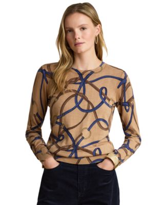 Lauren Ralph Lauren Petite Belting-Print Cotton-Modal Sweater