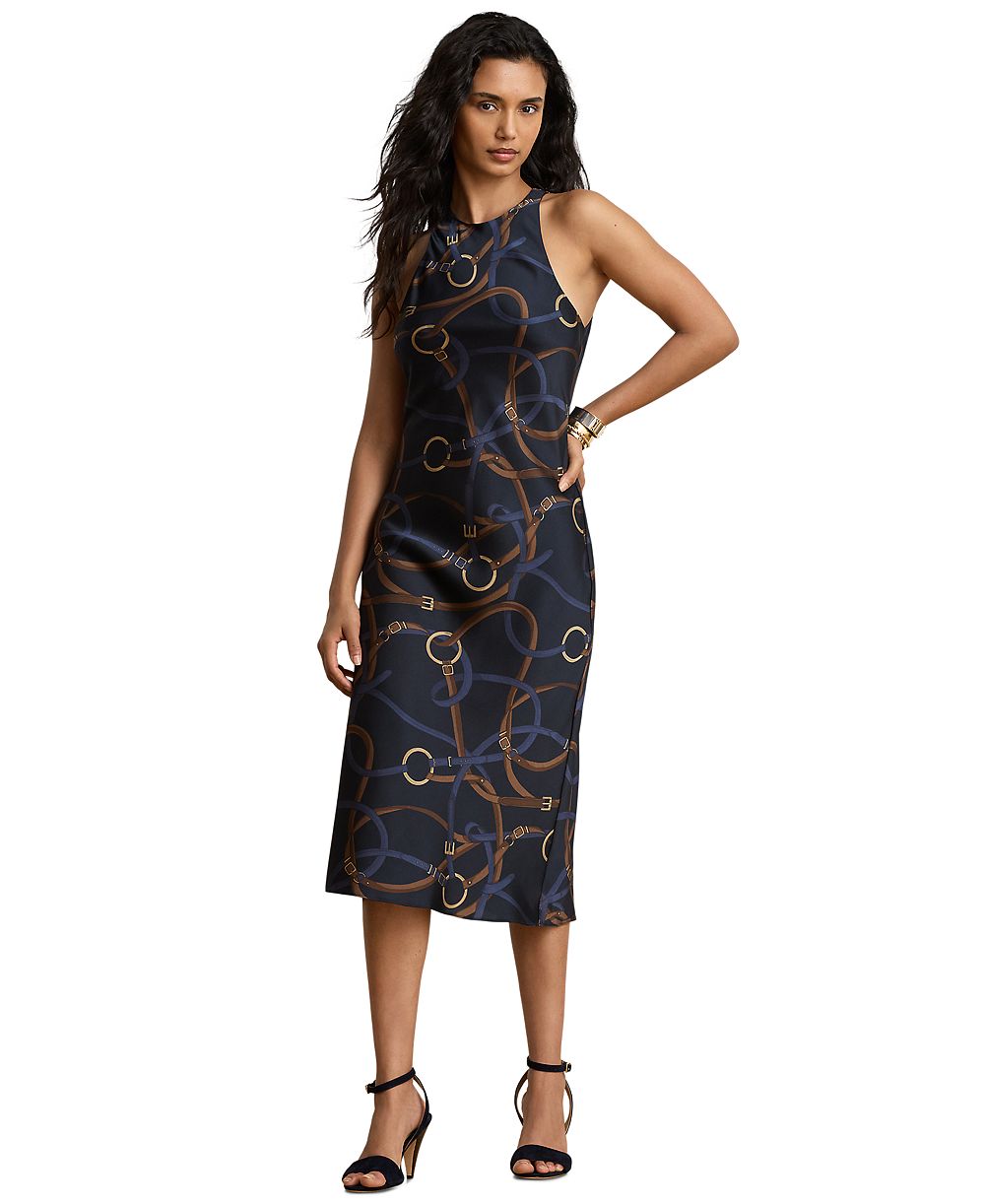 Lauren Ralph Lauren Petite Belting Print Sleeveless Crewneck Dress