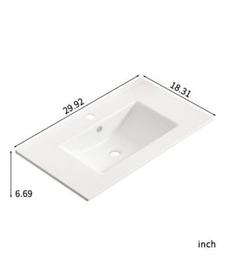 Раковина для ванной BUSDAYS 30 Inch Glossy Ceramic Vessel Sink Top