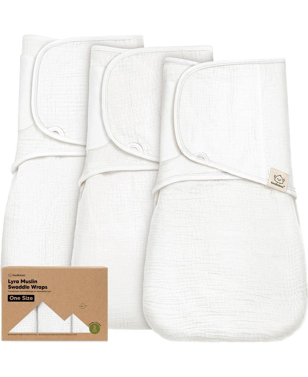 Набор из 3 muslin-пеленок KeaBabies Lyra для новорожденных, 100% органический хлопок
