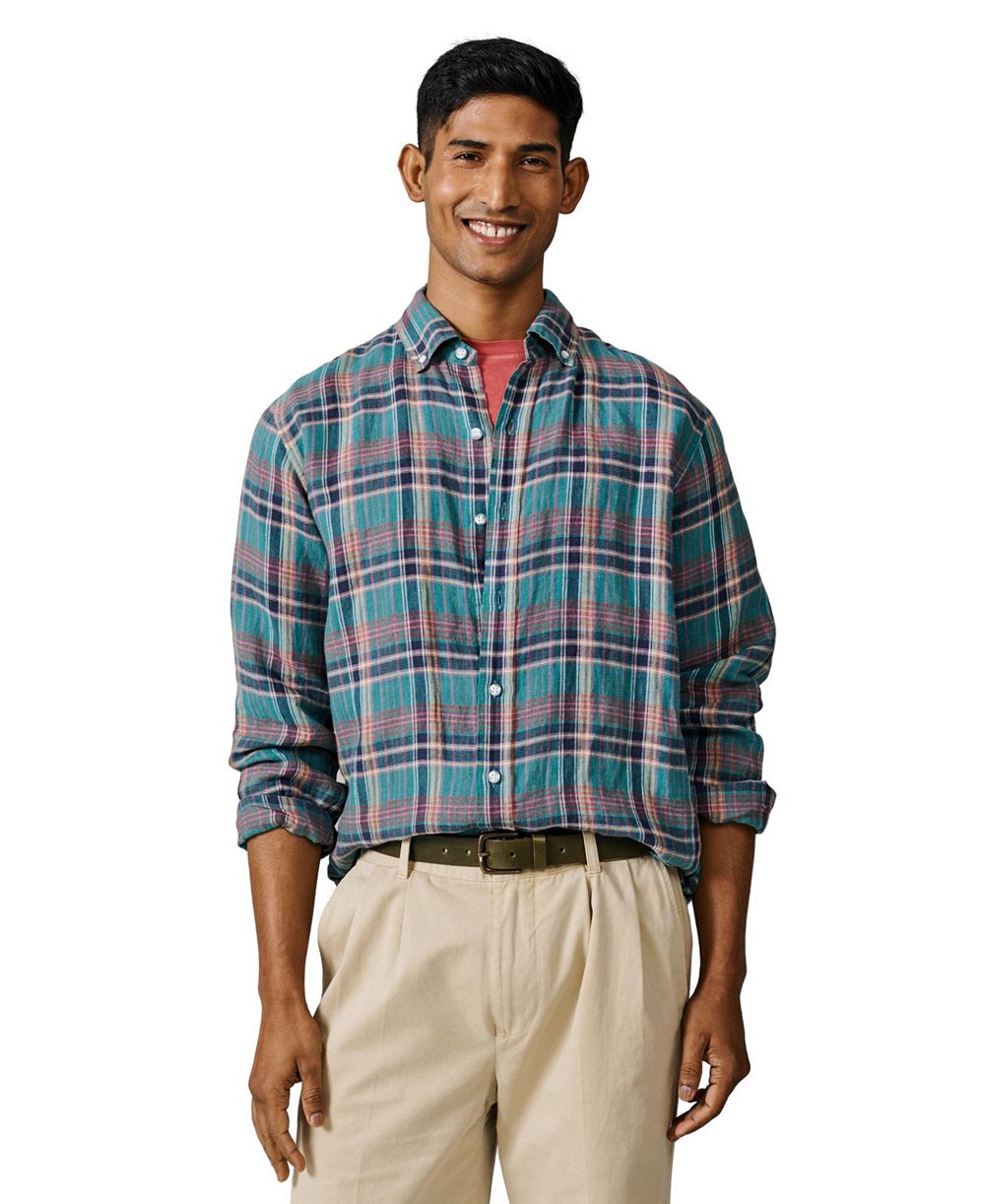 Aubin Men's Croyland Madras Button-Down Linen Shirt