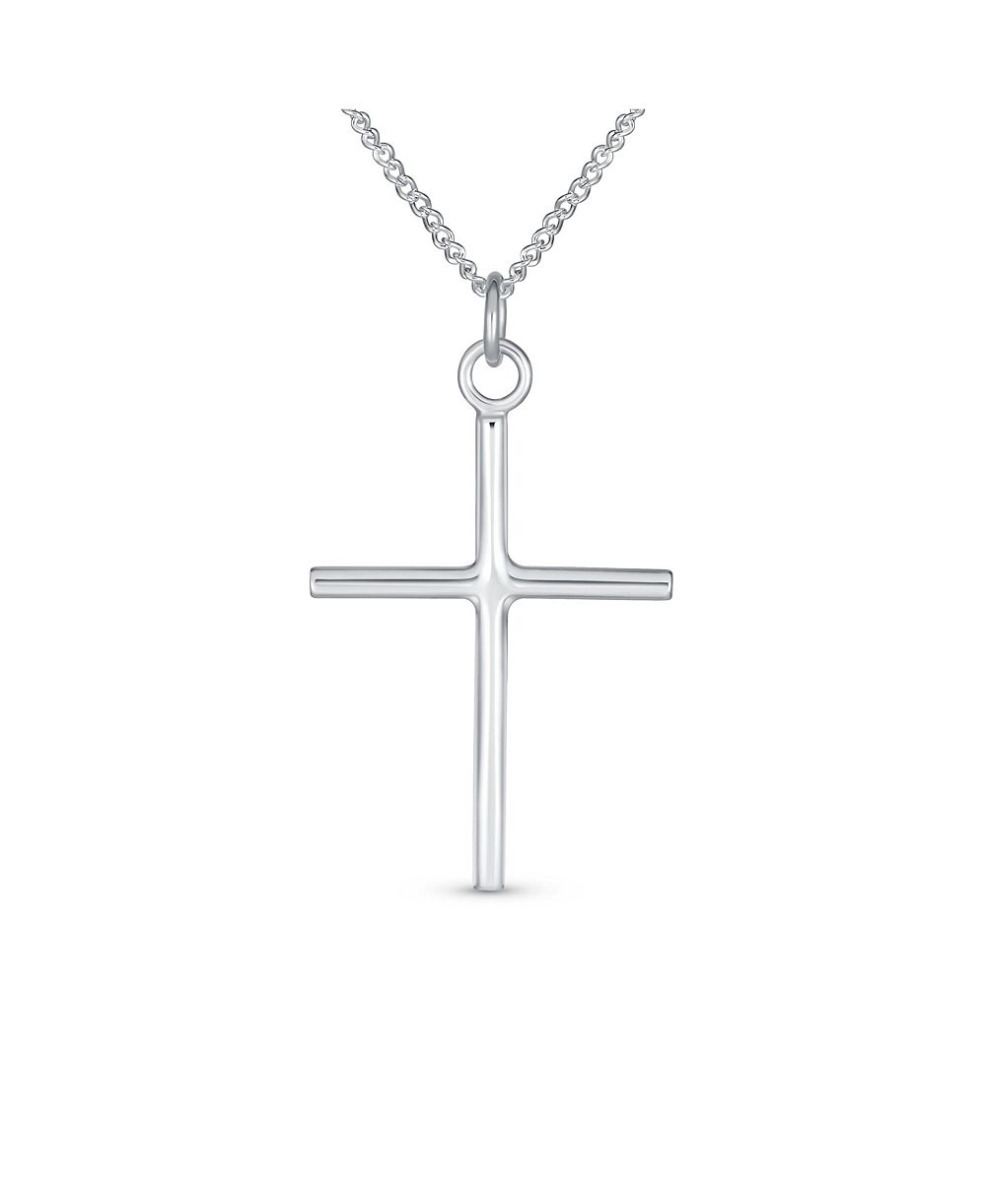 Bling Jewelry подвеска в виде религиозного креста, минималистичный стиль, стерлинговое серебро .925, 1.25 дюйма
