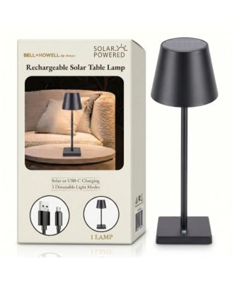 Bell + Howell  Modern Design Solar Rechargeable LED Light with 3 Dimmable Modes Portable Table Lamp