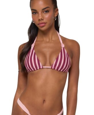 Edikted Women's Esmer Knotted Striped Bikini Top