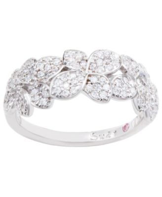 Кольцо Suzy Levian New York Sterling Silver Cubic Zirconia Multi Flower Band