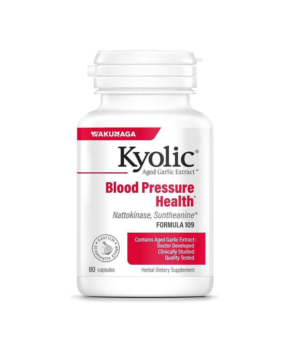 Экстракт чеснока Kyolic Aged Garlic Formula 109, для здоровья артериального давления, 80 капсул