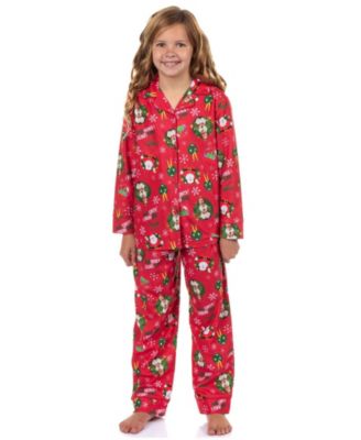 Elf Pajamas Christmas Movie Kids Girls' 7-16 I Know Him Coat Front 2-Piece Flannel Lounge Pajama Pant Set