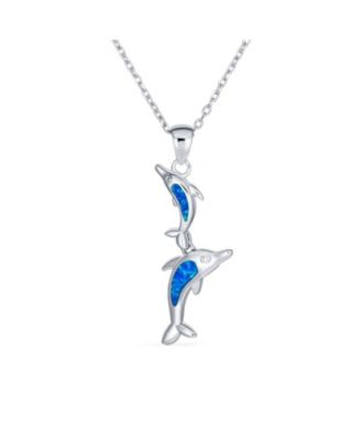 Подвеска-ожерелье Bling Jewelry Family Nautical Dolphins из серебра.925 Sterling Silver с опалом