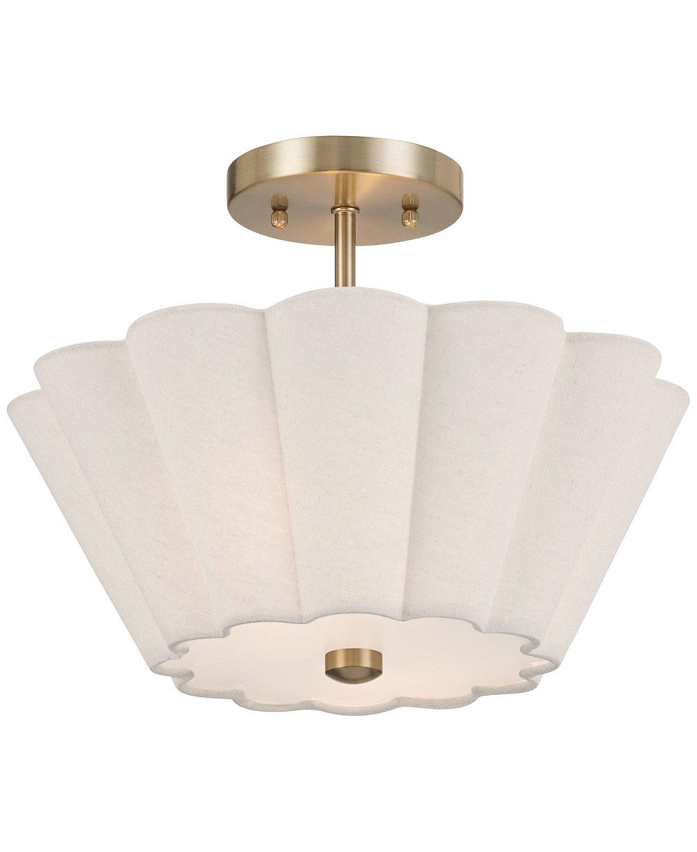 360 Lighting Izeda Wide Satin Brass  Fabric 2-Light Ceiling Light