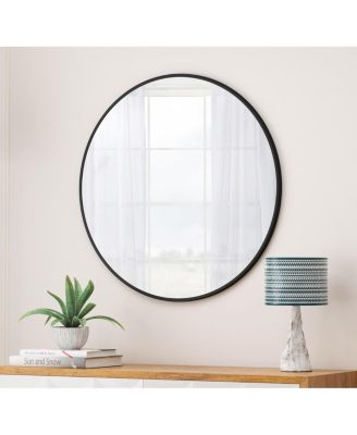 LAOTIES 36" Large Round Wall Mirror, Modern Metal Circle Vanity Mirror for Bathroom, Entryway