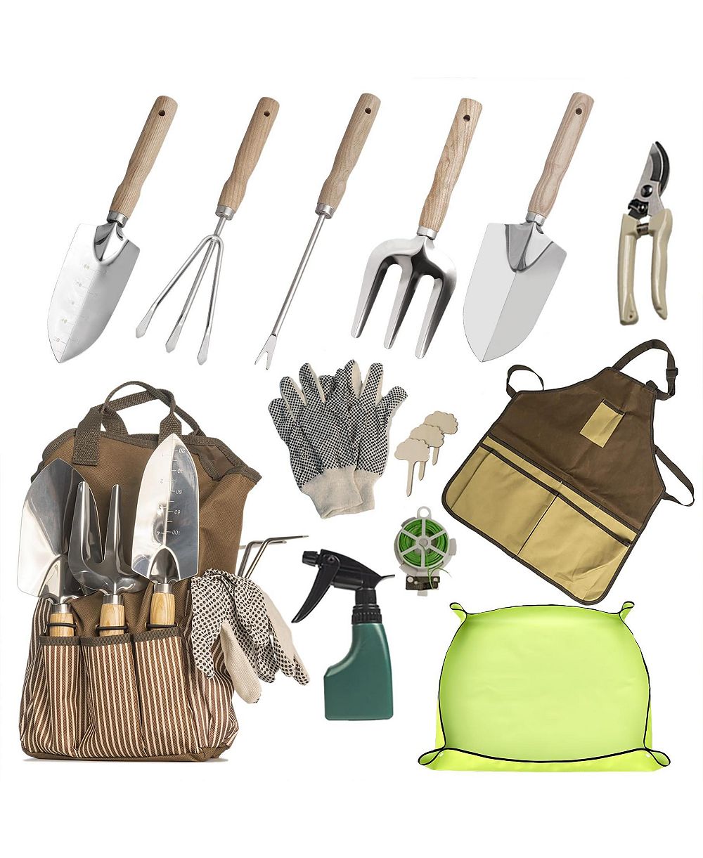 XDOVET Garden Tools Set Tote Apron Repotting Mat Stainless Steel Kit