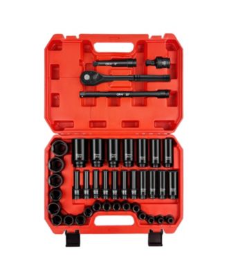 XDOVET 1/2inch  Drive Impact Socket Set Metric Wrench Heavy Duty Standard Deep Shallow Ratchet Handle Extension Bar Universal Joint