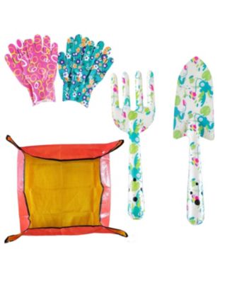 XDOVET Garden Tool Set Aluminum Trowel Rake Gloves Mat Gift Women