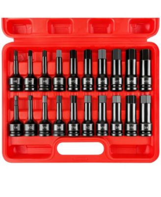XDOVET Impact Hex Bit Socket Set 1/2inch Drive 20pc SAE Metric CR-V
