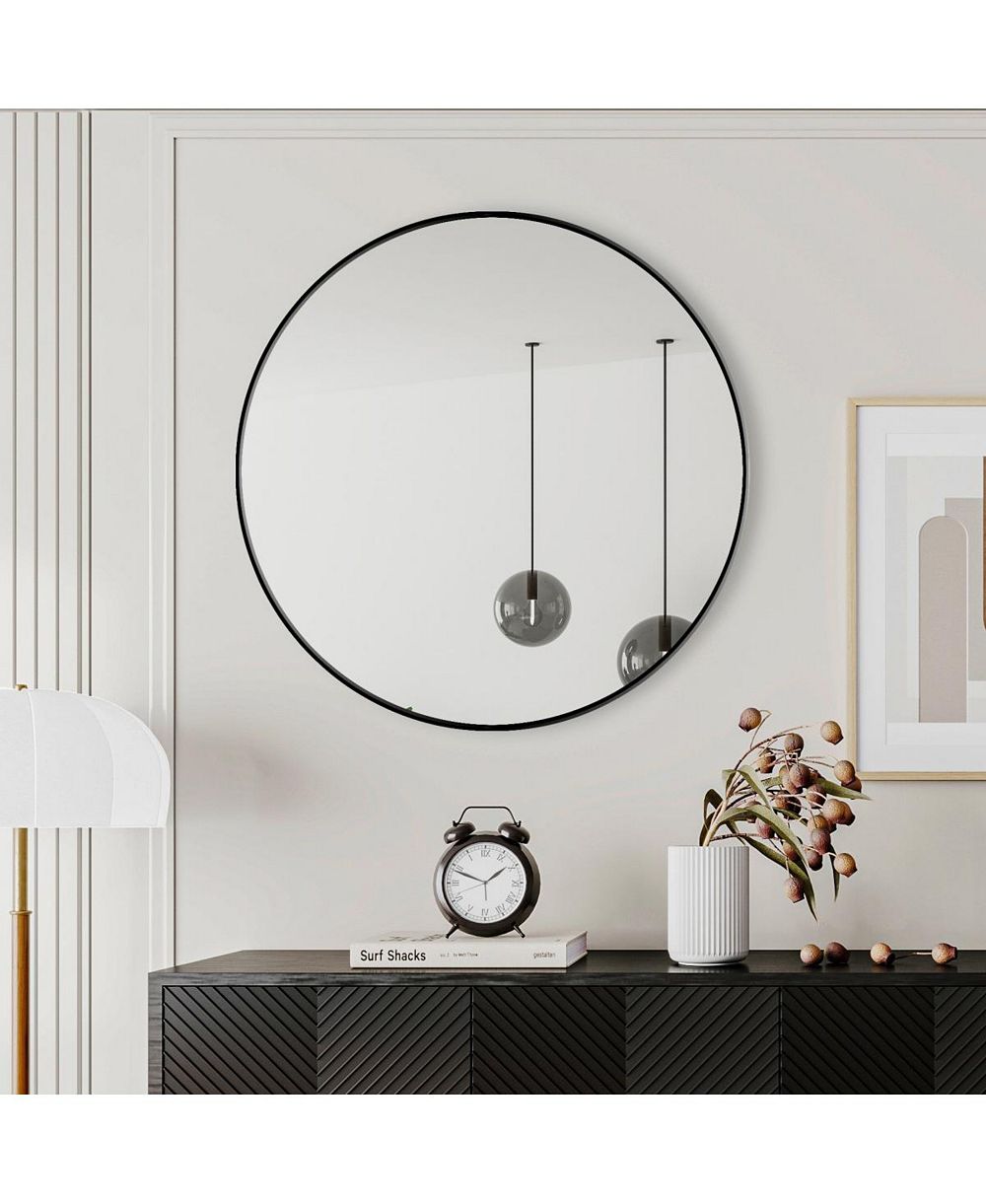 LAOTIES 28" Round Wall Mirror, Bathroom Vanity Mirror for Entryway, Bedroom and Living Room