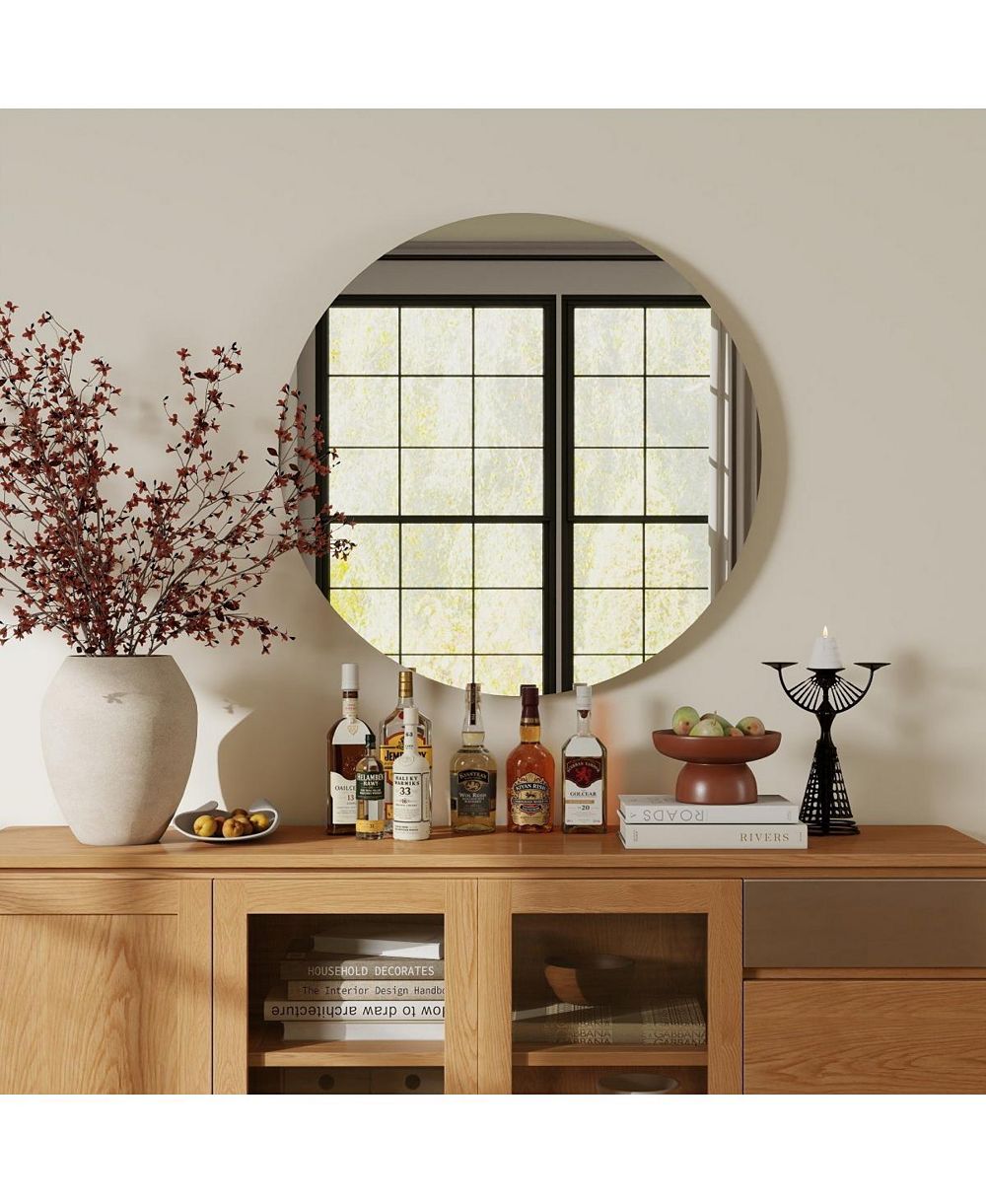 LAOTIES 28" Round Bathroom Vanity Mirror, Wall Mirror for Bedroom, Entryway and Living Room