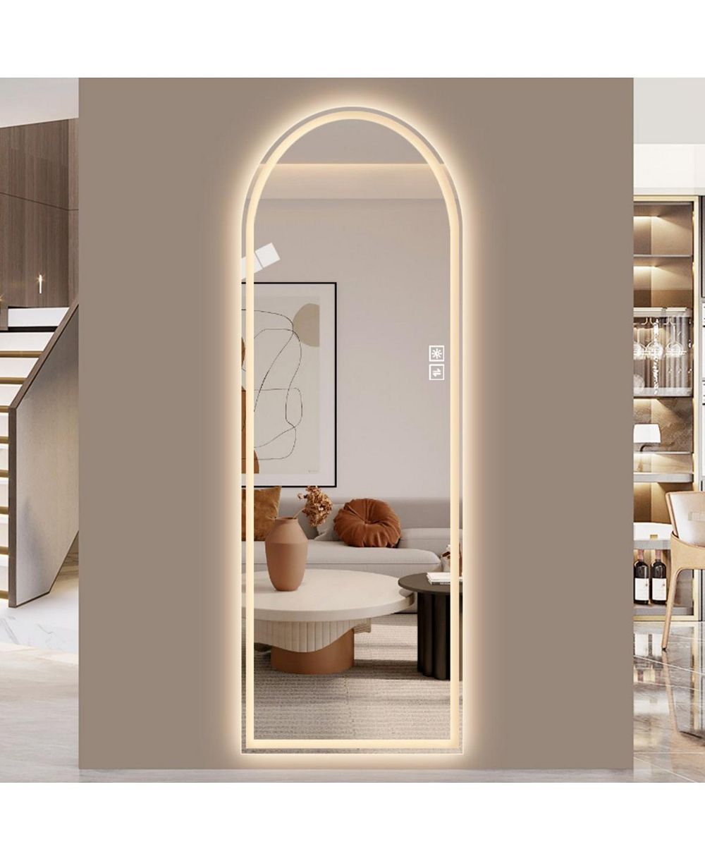 LAOTIES 65" x 21" LED Full Length Mirror, Arched Lighted Dressing Mirror for Bedroom, Makeup Room and Closet