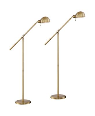 Regency Hill Dawson Traditional 55" Tall Standing Floor Lamps Set of 2 Lights Boom Arm Pharmacy Adjustable Metal Antique Brass