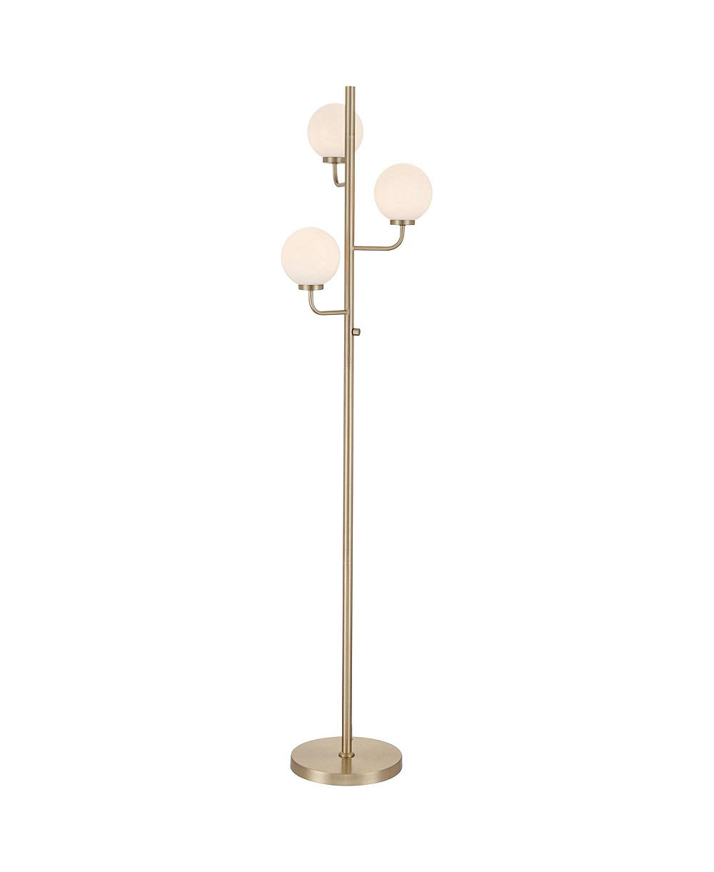 Possini Euro Design 66"H Satin Brass Opal Glass 3-Light LED Floor Lamp