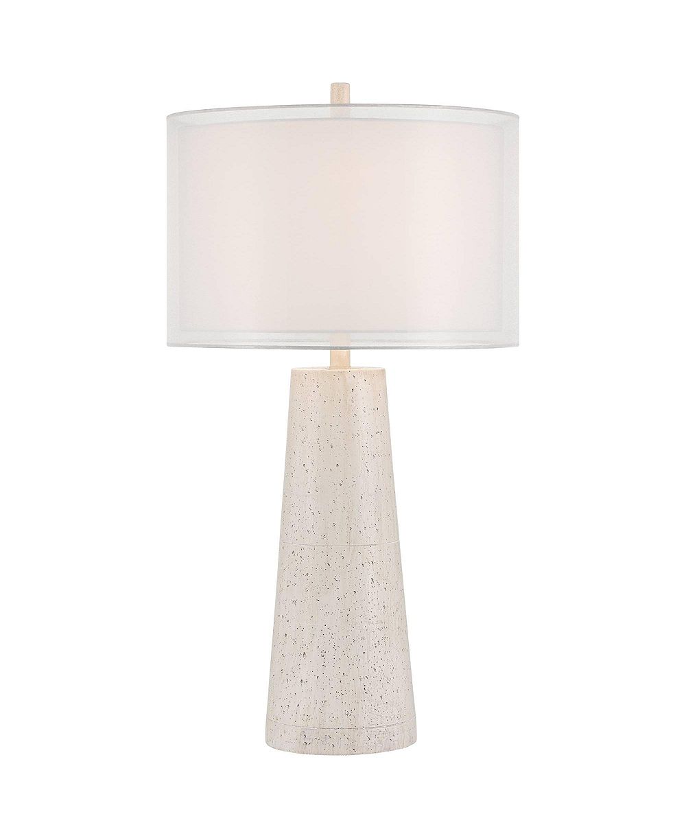 Possini Euro Design Travertine 31 1/2" Tall Large Modern End 3-Way Table Lamp Faux Marble Finish Single Living Room Bedroom