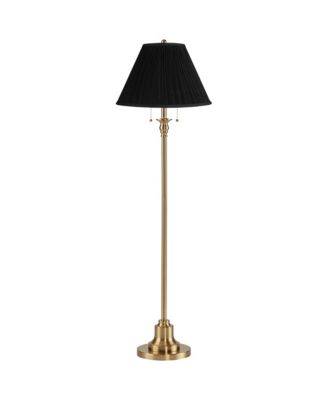 360 Lighting Dyna Traditional 58" Tall Standing Floor Lamp Pole Pull Chain Antique Brass Finish Mushroom Pleated Shade