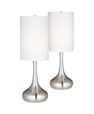 Набор из 2 настольных ламп 360 Lighting Modern 24.5" High Brushed Steel Droplet White Cylinder Shade
