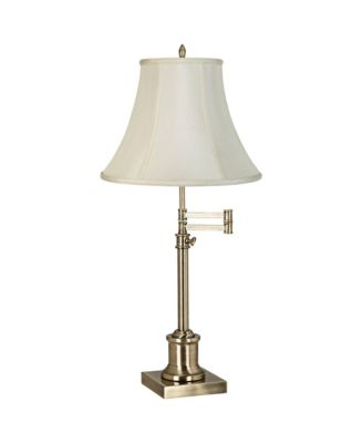 Настольная лампа 360 Lighting Traditional Swing Arm Adjustable Height Antique Brass Imperial Fabric Bell Shade