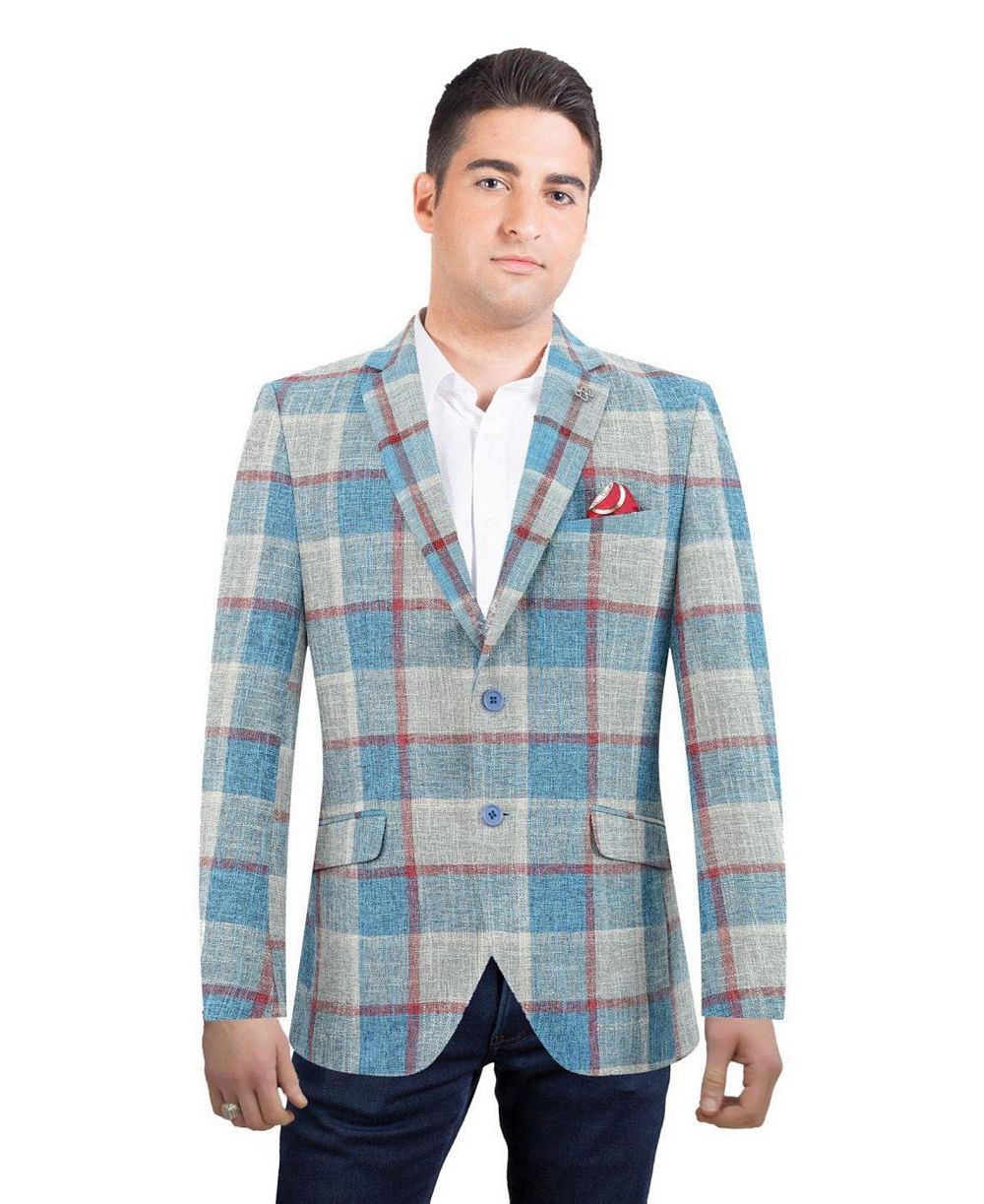 Elie Balleh Men's Slim Fit Plaid Sports Blazer