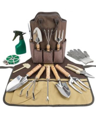 XDOVET Garden Tool Set Heavy Duty Stainless Steel Wood Handle Organizer Bag