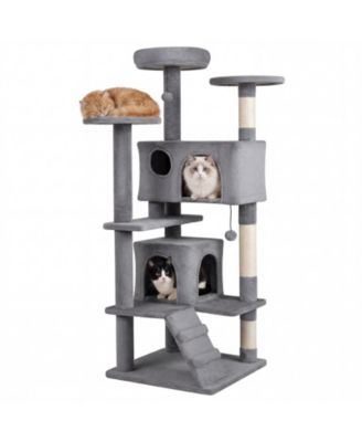 Gymax 52'' Tall Cat Tree Tower Condos Plush Padded Perch Sisal Scratching Posts