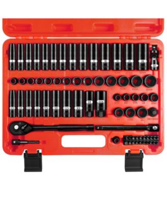 XDOVET 3/8inches  Drive Impact Socket Set 72pieces SAE Metric Spark Plug 6 Point Deep Shallow Ratchet Cr-V