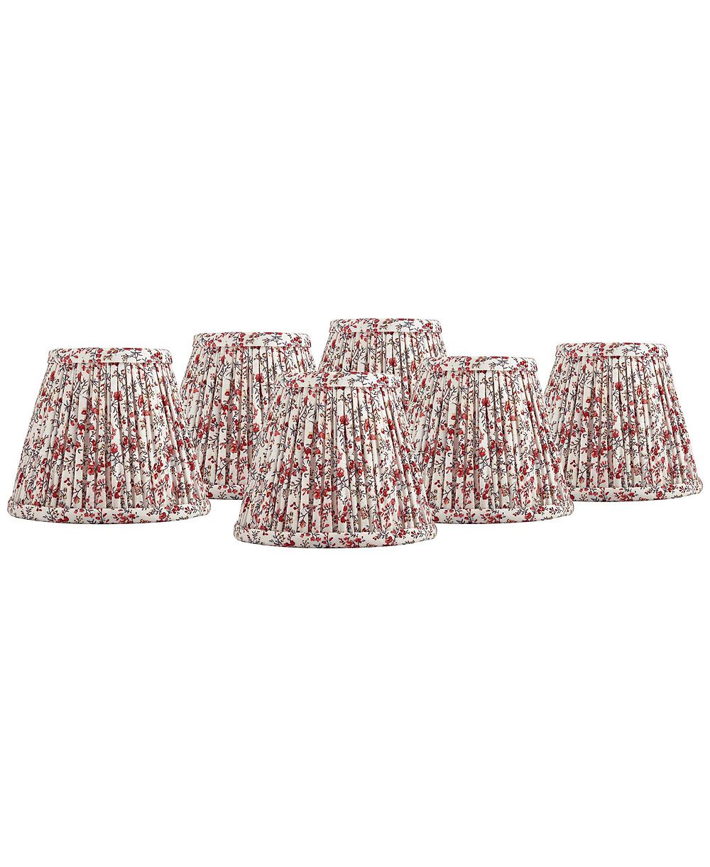 Springcrest Nelle 3 1/2" Top x 6" Bottom x 5" High x 5" Slant Print Lamp Shade Replacement Set of 6 Floral Clip On Candelabra
