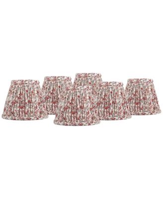 Springcrest Nelle 3 1/2" Top x 6" Bottom x 5" High x 5" Slant Print Lamp Shade Replacement Set of 6 Floral Clip On Candelabra