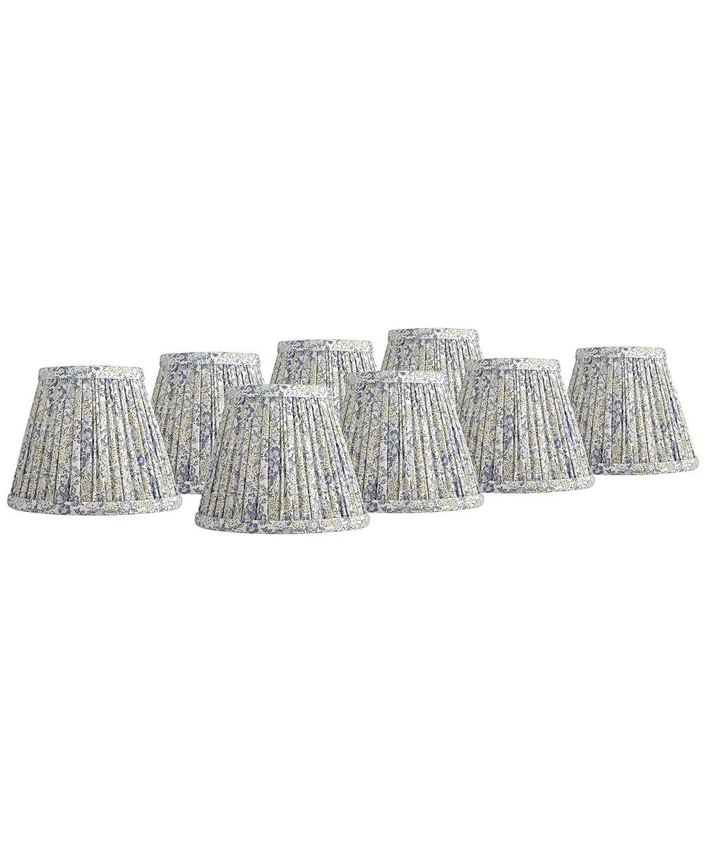 Springcrest Nelle 3 1/2" Top x 6" Bottom x 5" High x 5" Slant Print Lamp Shade Replacement Set of 8 Pleated Clip On Candelabra