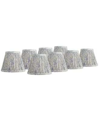 Springcrest Nelle 3 1/2" Top x 6" Bottom x 5" High x 5" Slant Print Lamp Shade Replacement Set of 8 Pleated Clip On Candelabra