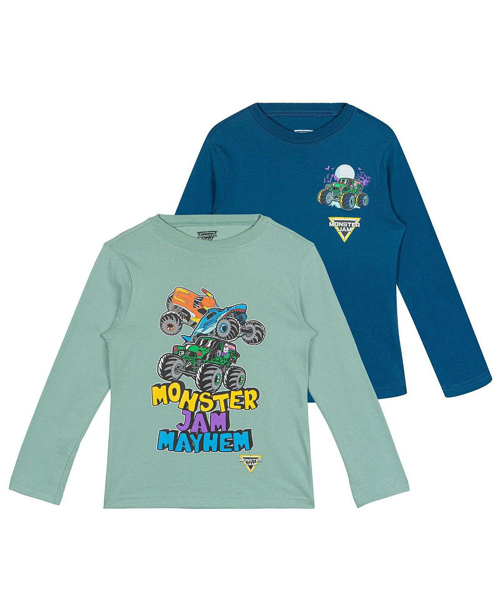 Monster Jam Футболка с длинным рукавом для малышей 2T - 12, комплект из 2 шт.