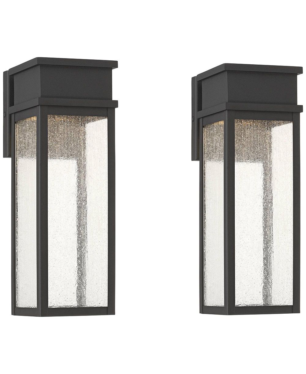 John Timberland Sintef 14 1/4inch  High Modern Outdoor Wall Light Fixture Mount Porch House Set of 2 LED Bulb Sand  Finish