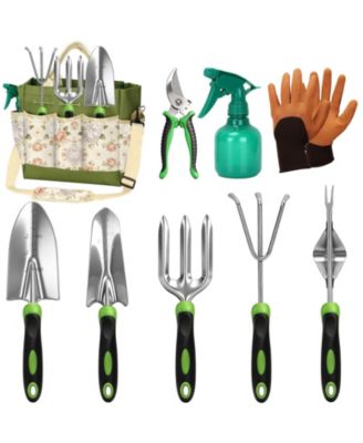 XDOVET Garden Tool Set Stainless Steel 9-Piece Rubber Handle Bag