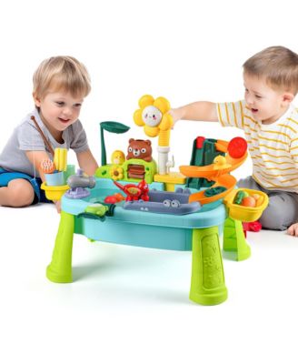 GNUADZ 4-in-1 Sand Water Table with Battery-Powered Water Pump, Adjustable Height, Ages 5-7