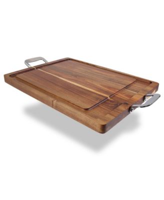 Dexas Acacia Cutting Board with Stainless Steel Handles
