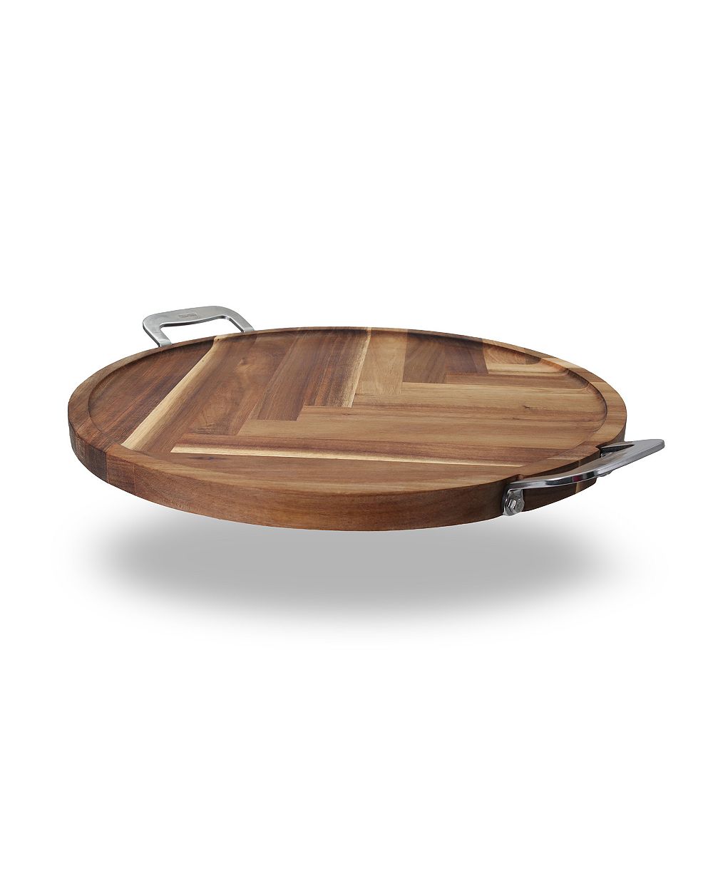 Доска Dexas Acacia Round Herringbone с ручками из Stainless Steel